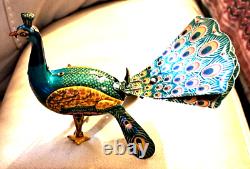 Vintage Tin Litho Wind-up Proud Peacock Alps Japan Works