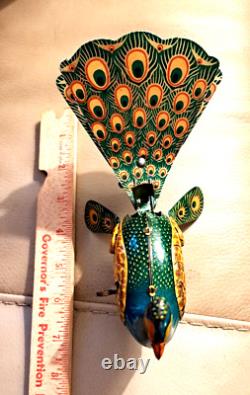 Vintage Tin Litho Wind-up Proud Peacock Alps Japan Works