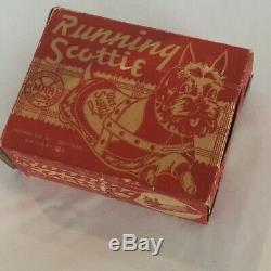 Vintage Tin Litho Windup Toy Running Scottie with Box by Marx