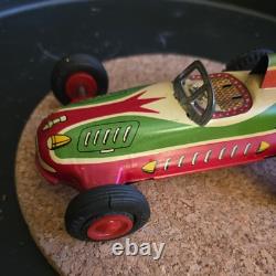 Vintage Tin ORIGNL Friction Rocket race car open wheel WORKS AWESOME toy Japan