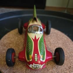 Vintage Tin ORIGNL Friction Rocket race car open wheel WORKS AWESOME toy Japan