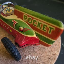 Vintage Tin ORIGNL Friction Rocket race car open wheel WORKS AWESOME toy Japan