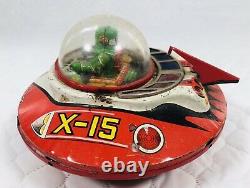 Vintage Tin Toy Japan Wind Up X-15 Space Ship 1960s Works