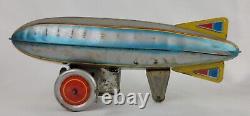 Vintage Tin Toy Wind-up Zepplin Air Ship Blimp
