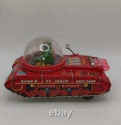 Vintage Tin Wind-UpBump'n Go Space Explorer Toy With Driver & Guns