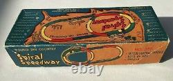 Vintage Tin Wind Up SPIRAL SPEEDWAY, No 320, Original Box, Key & Instructions