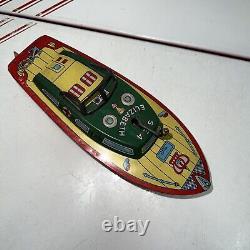 Vintage Tin Wind Up Toy Boat Sea Elizabeth Japan. NICE! Works