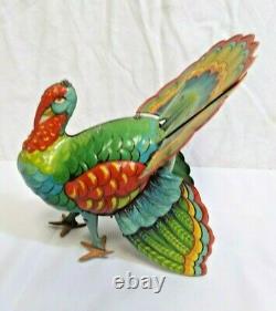 Vintage Tin Wind Up Turkey with Winding Key Made In U. S. Zone Germany Works
