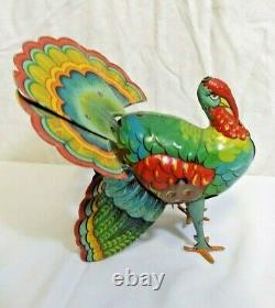 Vintage Tin Wind Up Turkey with Winding Key Made In U. S. Zone Germany Works