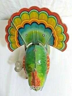 Vintage Tin Wind Up Turkey with Winding Key Made In U. S. Zone Germany Works