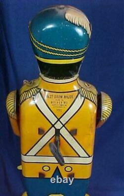 Vintage Tin Wind Up Wolverine Drum Major #27 13 1/2 Tall Working Condition