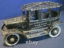 Vintage Tin Wind-up Leaping Lena Strauss Model T litho black car complete