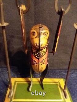 Vintage Tin Wind-up Toy ACROBAT TRAPEZE MONKEY (Marx or Gunthermann) Works