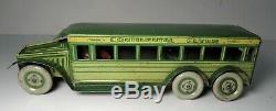 Vintage Tin Windup Strauss Green #57 Continental Flyer Bus