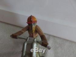 Vintage Tin toy motorcycle wind up technofin working