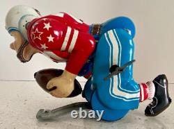 Vintage Touchdown Pete Line Mar Tin Toy Windup Football Player Works See Video
