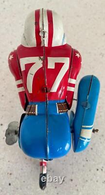 Vintage Touchdown Pete Line Mar Tin Toy Windup Football Player Works See Video