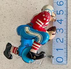 Vintage Touchdown Pete Line Mar Tin Toy Windup Football Player Works See Video