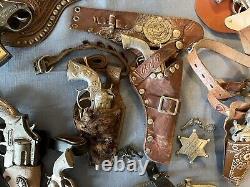 Vintage Toy Cap Guns And Holsters Lot of 8
