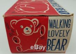 Vintage Trade Mark Modern Toys Japan Walking Lovely Bear Wind Up with Box VG