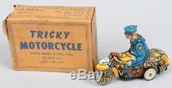 Vintage Tricky MOTORCYCLE TIN WINDUP TOY ORIGINAL MARX