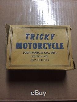 Vintage Tricky MOTORCYCLE TIN WINDUP TOY ORIGINAL MARX