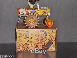 Vintage US Made Marx Milton Berle Car Tin Wind Up Toy WithOriginal Box, Excellent
