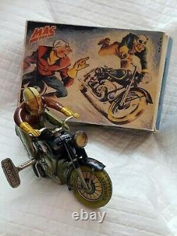 Vintage US Zone Germany ARNOLD MAC 700 Motorcycle Tin Windup Toy with box