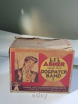 Vintage Unique Art Lil Abner and His Dog Patch Band Tin Litho Wind Up Toy Nice