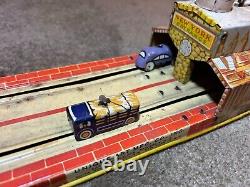 Vintage Unique Art's Mfg Co. Tin Litho Lincoln Tunnel Wind Up Toy, Works Perfect
