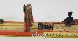 Vintage Unique Art's Tin Litho Lincoln Tunnel Wind Up Toy -WORKS