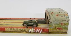Vintage Unique Art's Tin Litho Lincoln Tunnel Wind Up Toy -WORKS