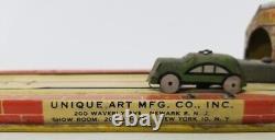 Vintage Unique Art's Tin Litho Lincoln Tunnel Wind Up Toy -WORKS