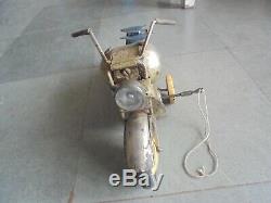Vintage Unique Silver Color Wind Up Solid Motorcycle/Bullet Bike Tin Toy, Japan
