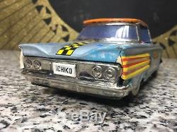 Vintage Unused Japan Tin Chevrolet Wind Up Toy & Box Rocket Stock Car Ichiko