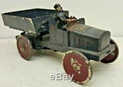 Vintage Victor Bonnet Auto Transport Truck Tinplate Wind-up Toy