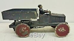 Vintage Victor Bonnet Auto Transport Truck Tinplate Wind-up Toy