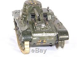 Vintage WW2 ERA Wind Up DRGM Gama 65 Litho Military War Tank Tin Toy Germany