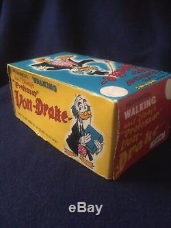 Vintage Walt Disney Professor Von Drake Tin Toy Windup Mint with Box
