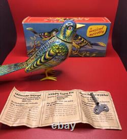 Vintage West German Kohler Wind Up Bird with Key and Box