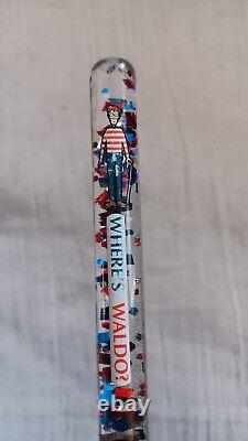 Vintage Where's Waldo Red White & Blue Glitter Wonder Wand Tube Stick 1991