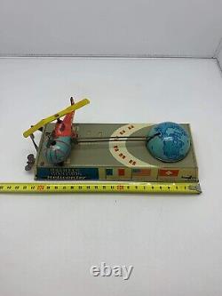 Vintage Wind-Up Biller Tin Remote Control Helicopter Toy West Germany RARE WORKS