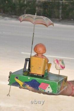 Vintage Wind Up C. K Trademark Boardwalk Delight Litho Tin & Celluloid Toy, Japan