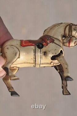 Vintage Wind Up DRGM Running Horse Litho Tin Toy, Germany