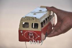 Vintage Wind Up Delux DRGM Odeon Litho Cream & Red Bus Tin Toy, Germany