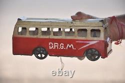 Vintage Wind Up Delux DRGM Odeon Litho Cream & Red Bus Tin Toy, Germany