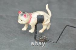 Vintage Wind Up Dog & Cat Fight C. K Trademark Litho Tin & Celluloid Toy, Japan