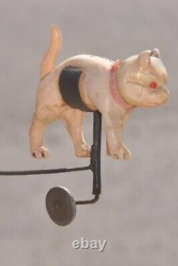 Vintage Wind Up Dog & Cat Fight C. K Trademark Litho Tin & Celluloid Toy, Japan