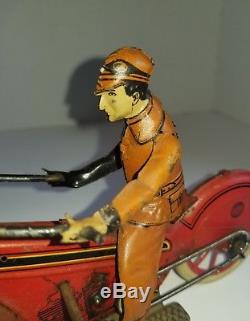 Vintage Wind Up German Motorcycle Toy Plus Rider SG Gunthermann