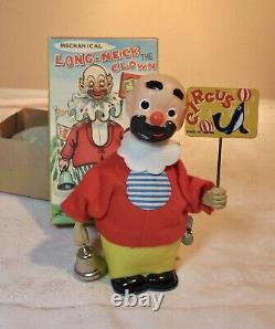 Vintage Wind Up LONG-NECK THE CLOWN, TN Japan Original Box, Works